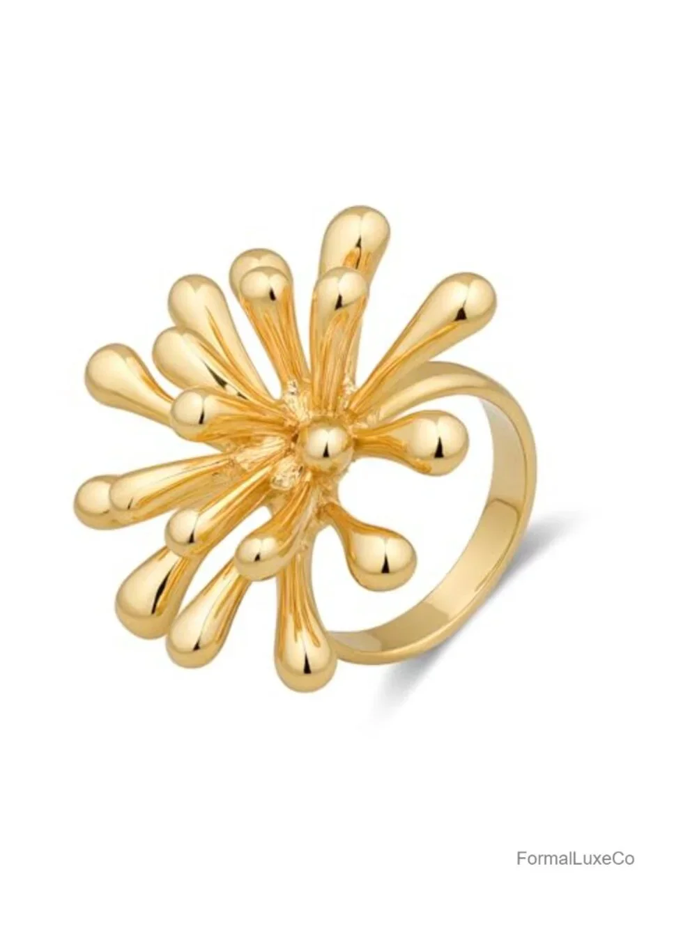 Gold Plated Chunky Statement Ring Band Dome Mask Fashion Jewelry Women